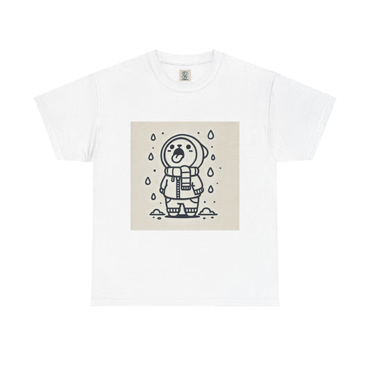 JEFFY-HALLS Playful Rainy Day Unisex Heavy Cotton Tee – Funny Cartoon Design